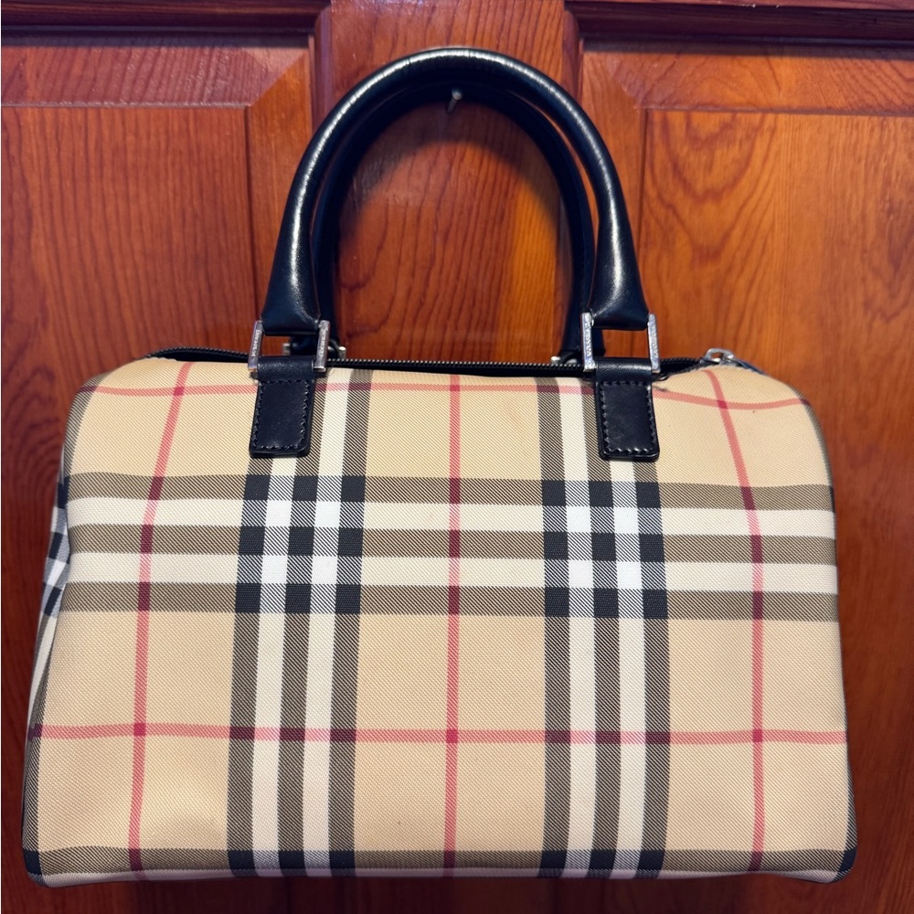 Burberry Tan and Black Plaid Speedy  Satchel
